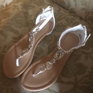 White embellished sandals